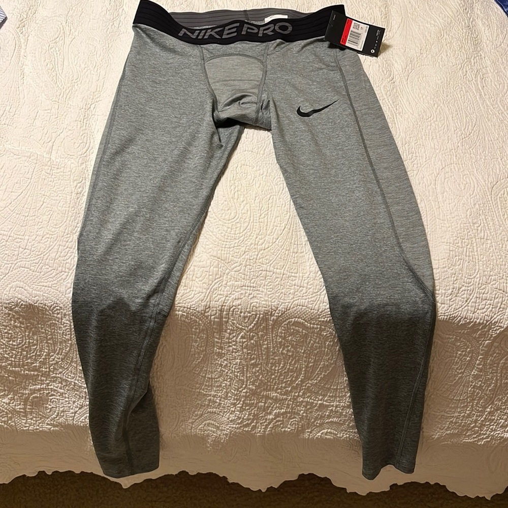 NWT new Nike pro men’s large training leggings, Heather Gray